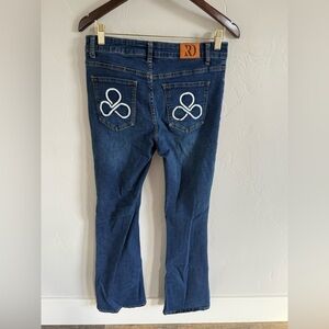 Ranch Dress'n Blue Denim Jeans with White Embroidery